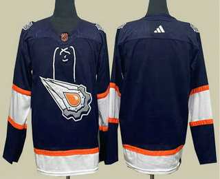 Men%27s Edmonton Oilers Blank Navy 2022 Reverse Retro Stitched Jersey->blue jackets->NHL Jersey